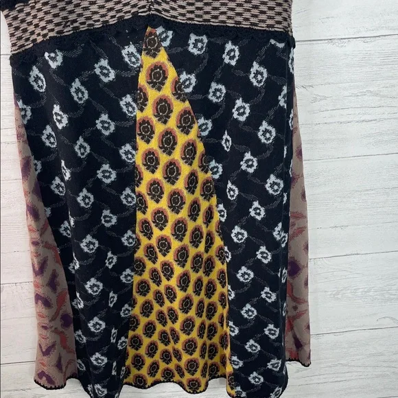 Anthropologie Moth Black and Yellow Midi Dress - Picture 4 of 9